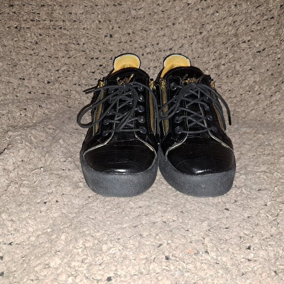 GIUSEPPE ZANOTTI-Frankie-Black Croc Low Top Casual Sneakers-Sz 42-Excellent - Picture 3 of 9